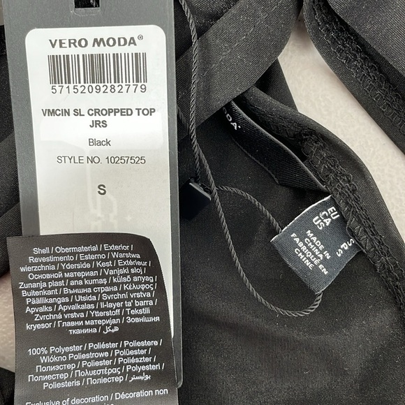 Vero Moda Top Women's Small Black Cropped Short Sleeve - Picture 12 of 15